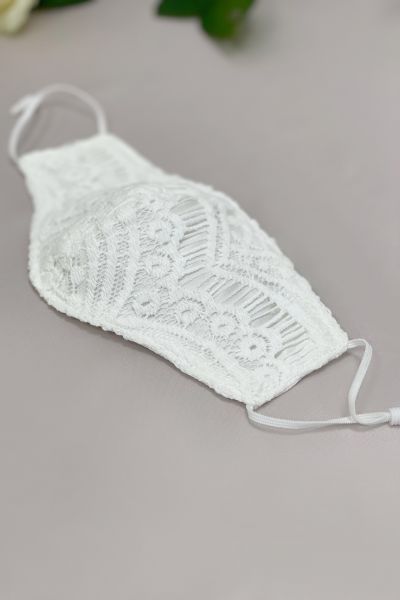 Braut Mundschutzmaske aus moderner Spitze mit Armbeutel