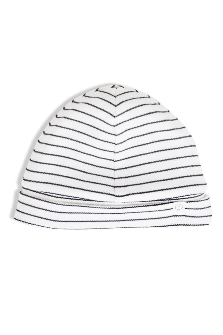Organic Baby Streifenmütze grau