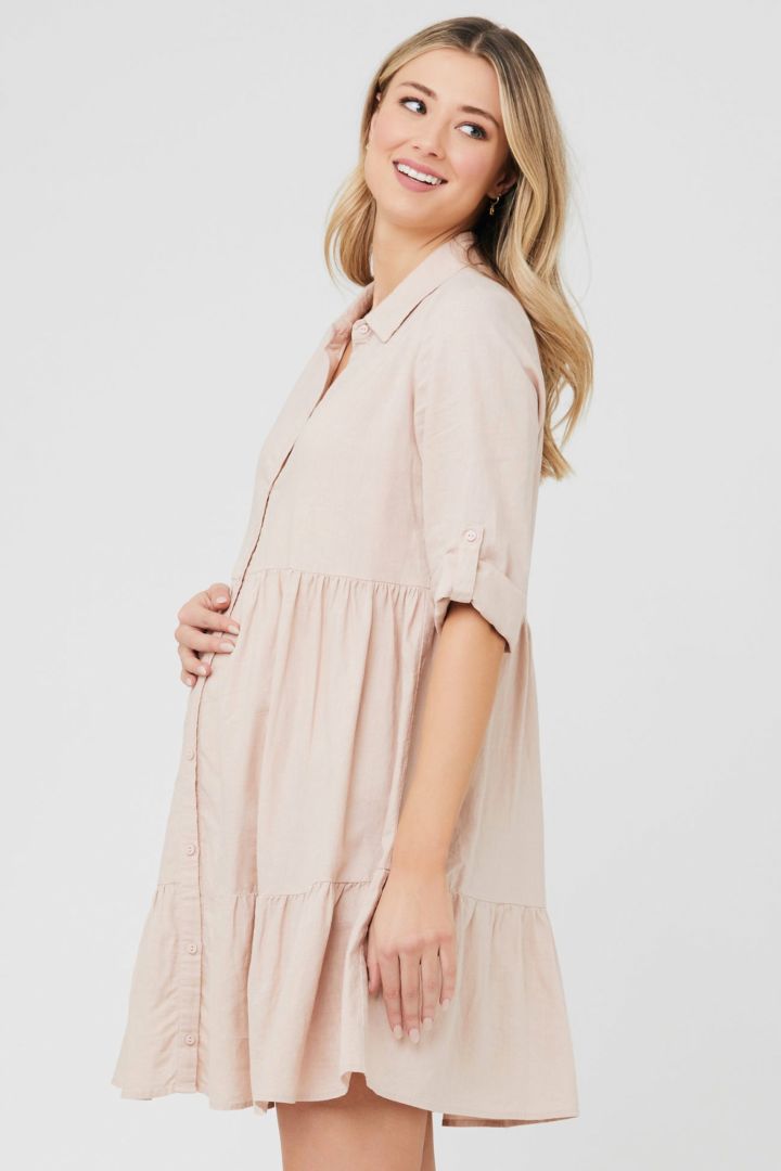 Umstands- und Still-Tunikakleid mit Knopfleiste peach