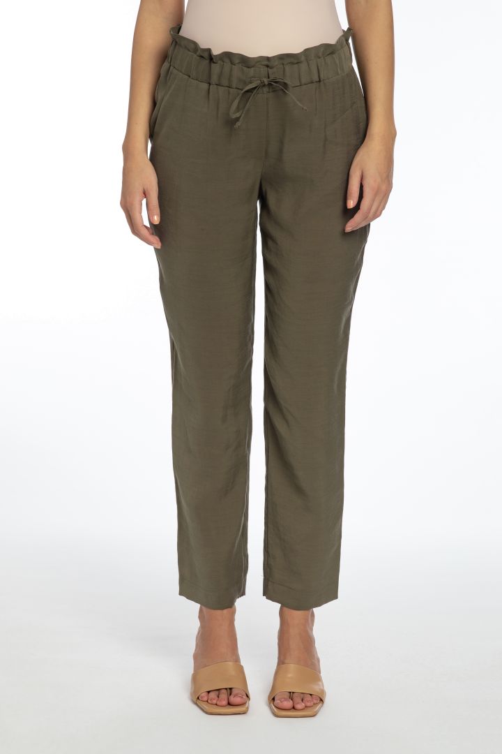Paperbag Linen Maternity Trousers khaki