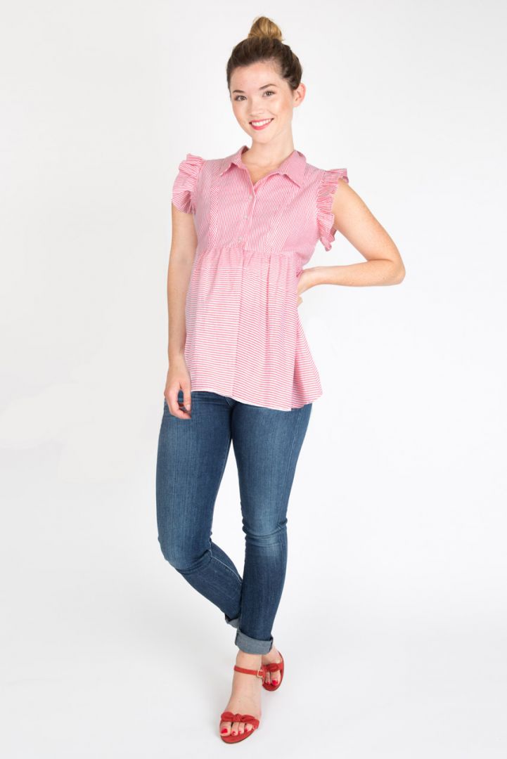 Seersucker Umstands- und Stillbluse