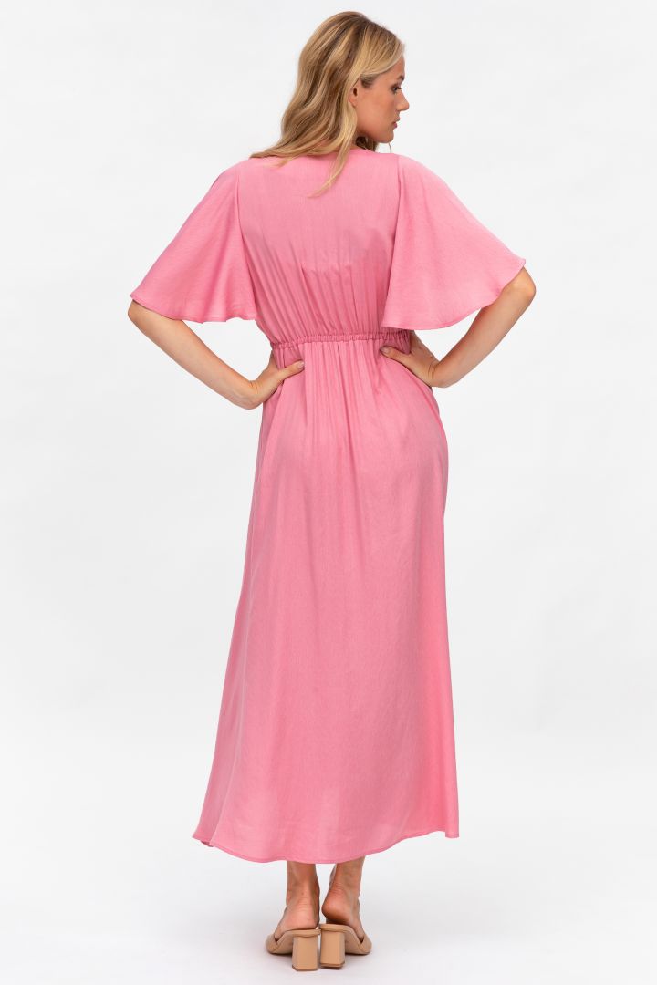 Festliches Umstandskleid mit Flügelärmeln rosa