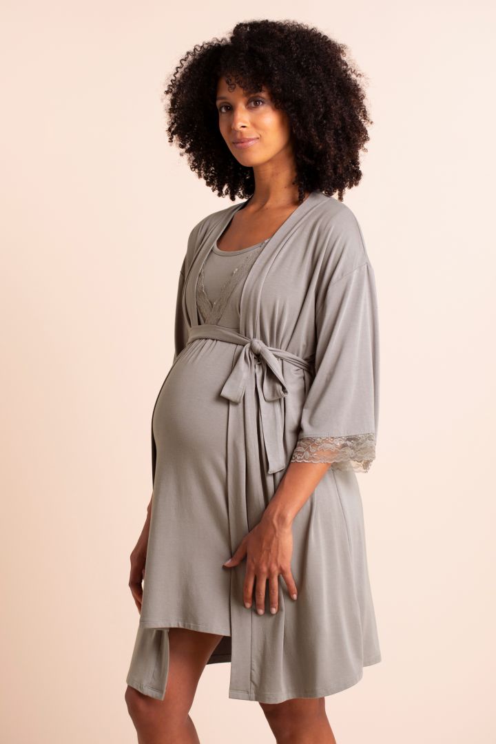 Modal Umstand- und Stillnachthemd mit Spitze