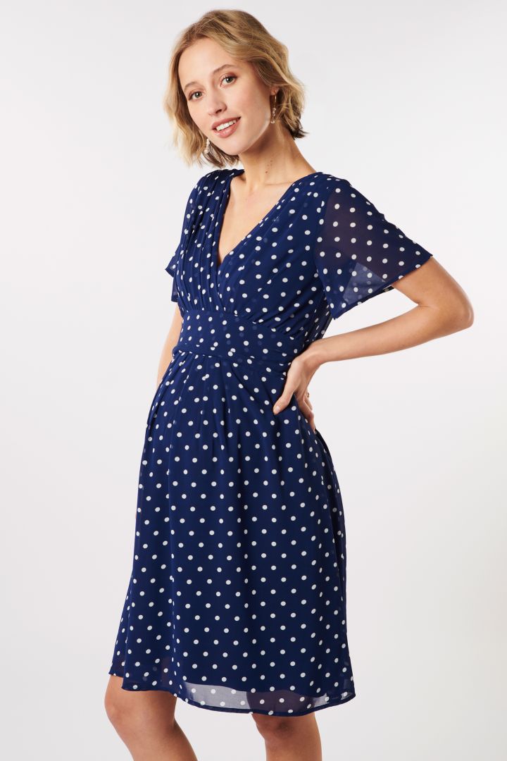 Chiffon Maternity and Nursing Dress with Dots