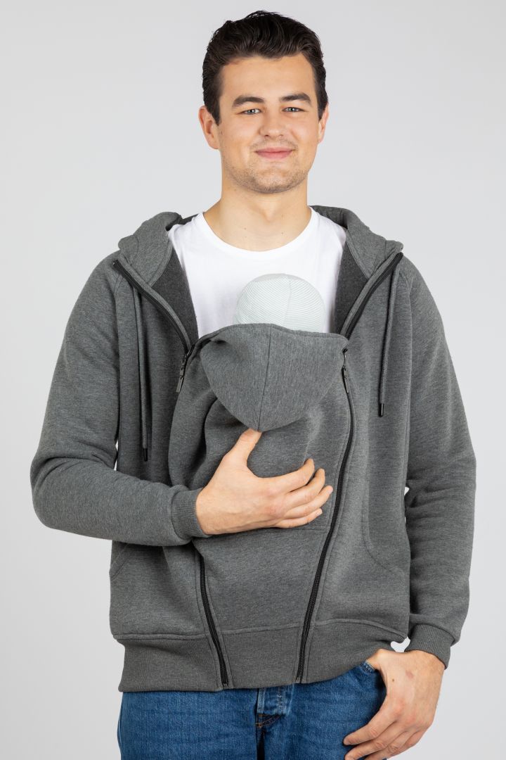 Papa Hoodie und Tragejacke grau