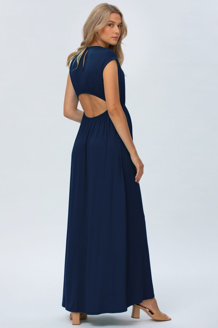 Maxi Umstandskleid mit Rückenausschnitt navy