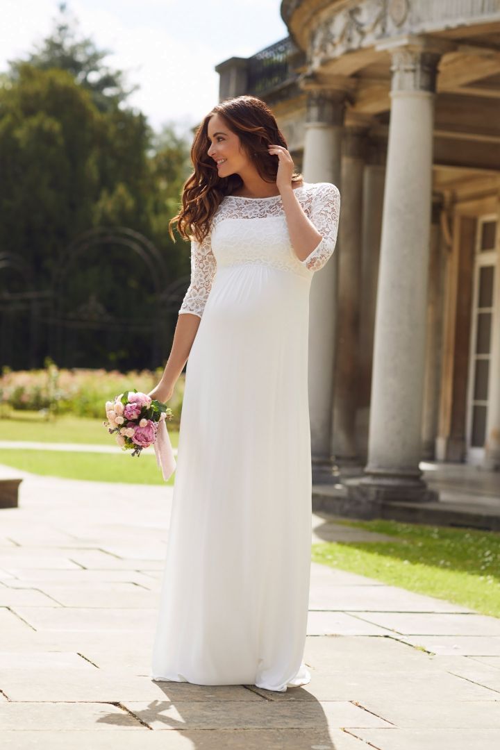 Umstandsbrautkleid mit Rückenausschnitt lang