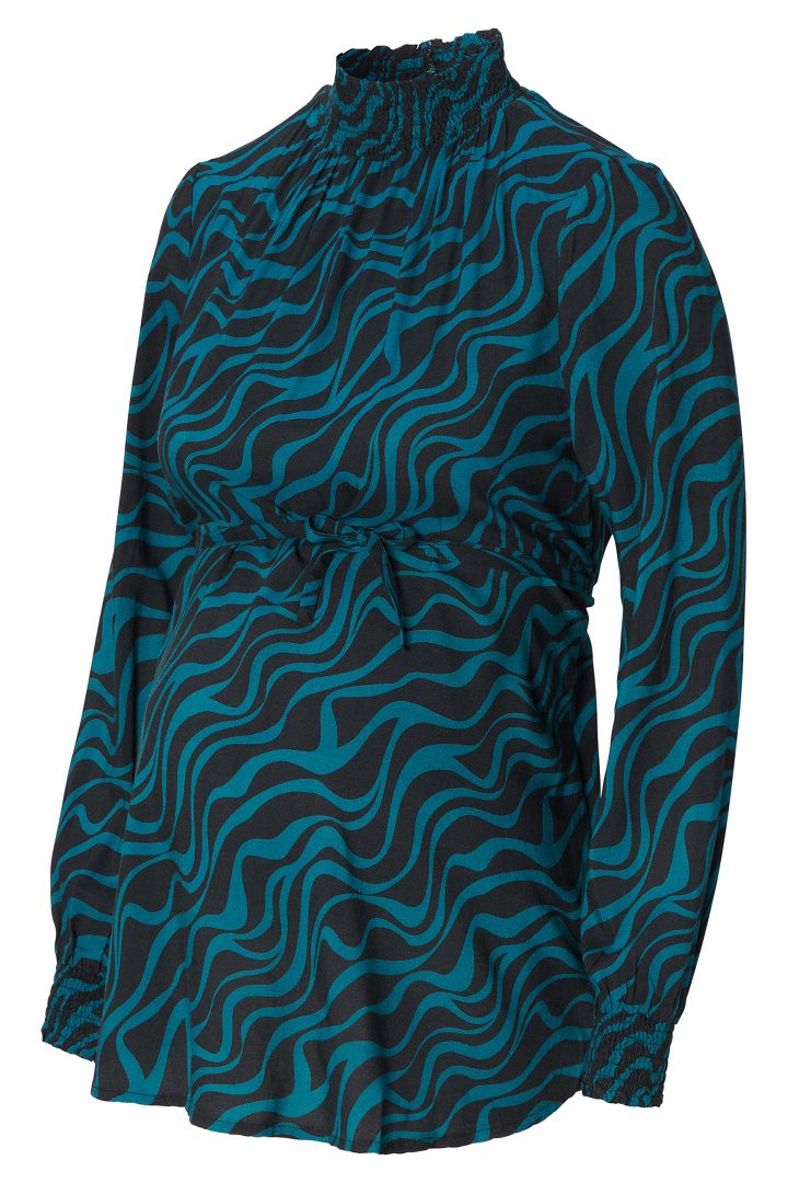High Neck Maternity Blouse with Print
