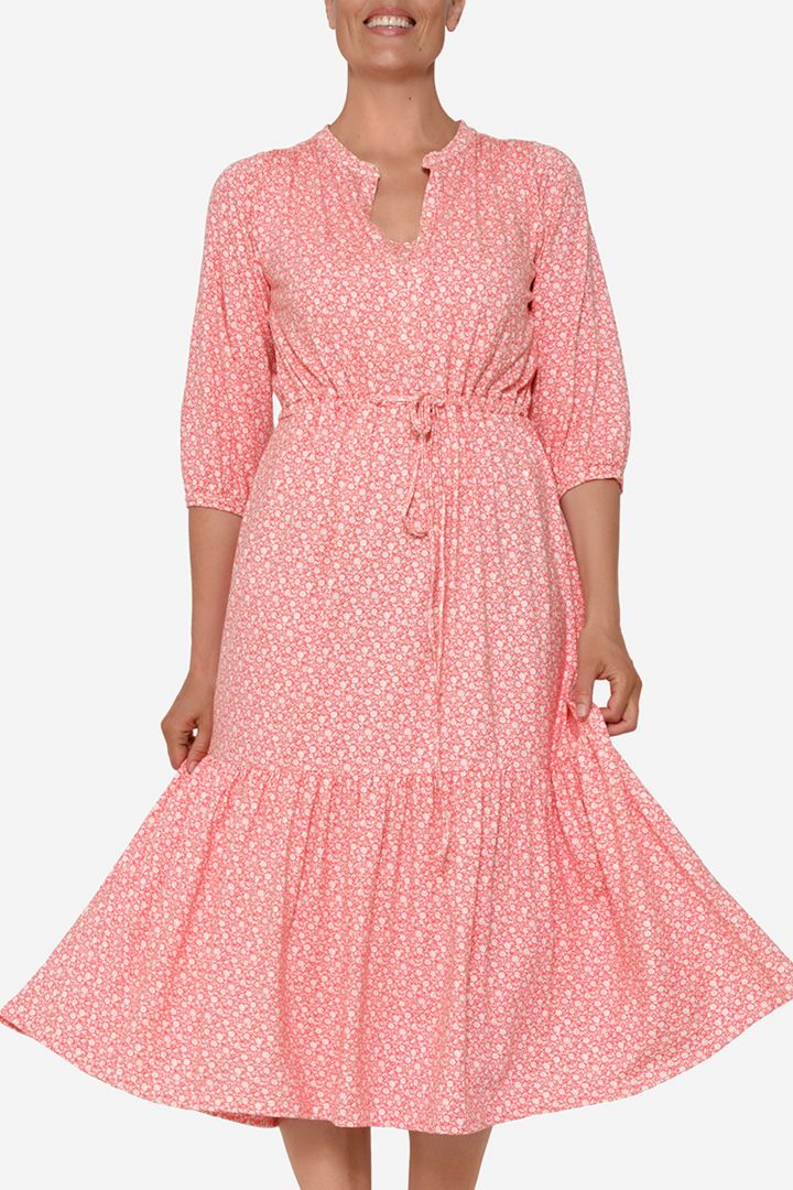 Organic Umstands- und Stillkleid mit Blumen Print rot