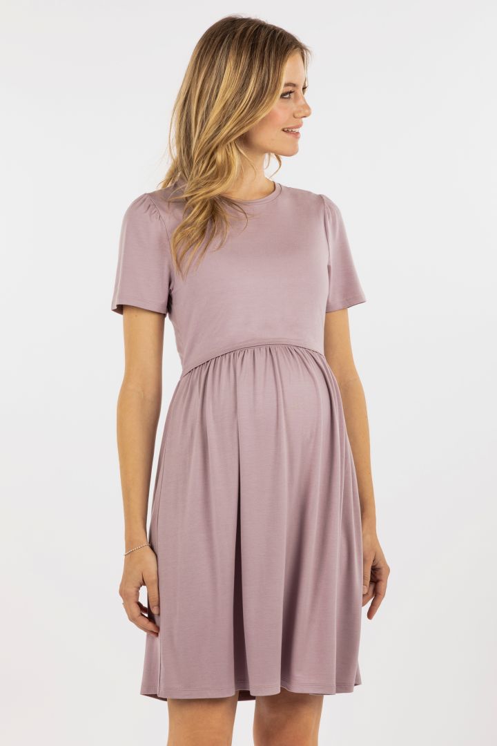 Eco Viskose Umstands- und Stillkleid flieder