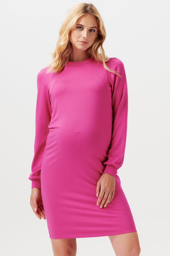 Ecovero Umstandskleid mit Stillöffnungen fuchsia