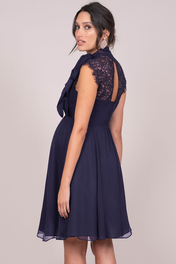 Maternity and Nursing Tie Neck Dress Georgette