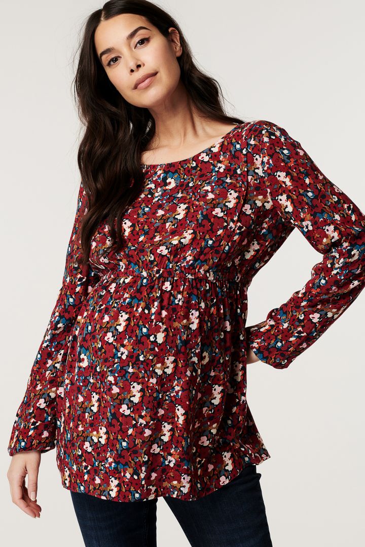 Maternity and Nursing Blouse with Flower Print