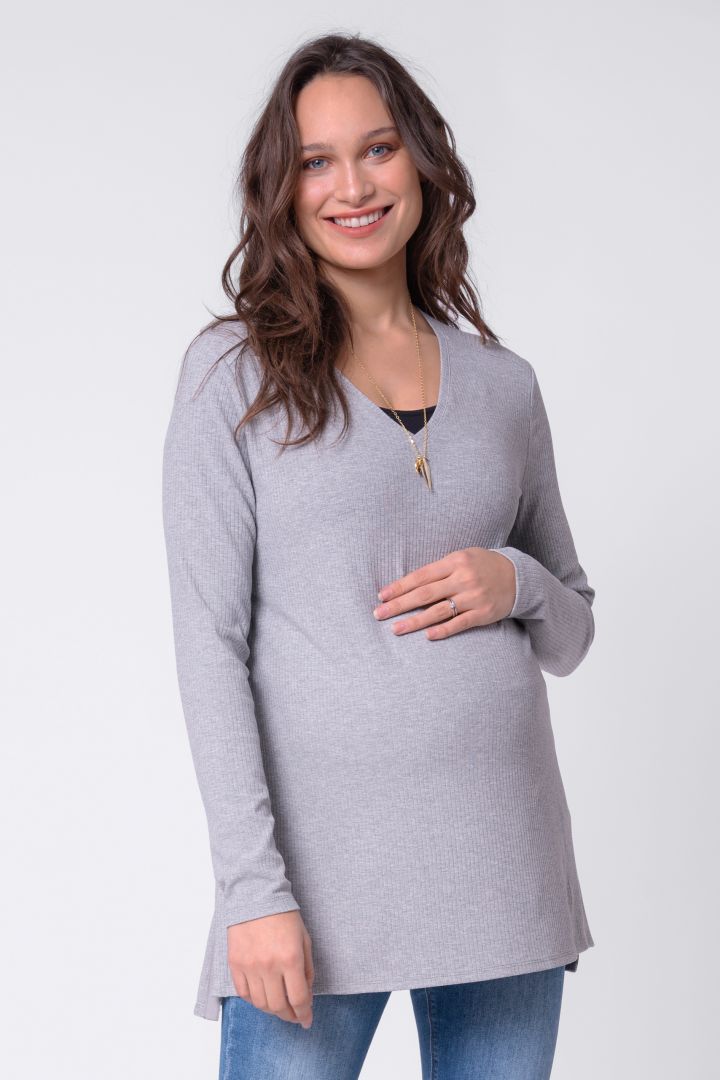 Rippstrick Umstandsshirt mit seitlicher Stillöffnung