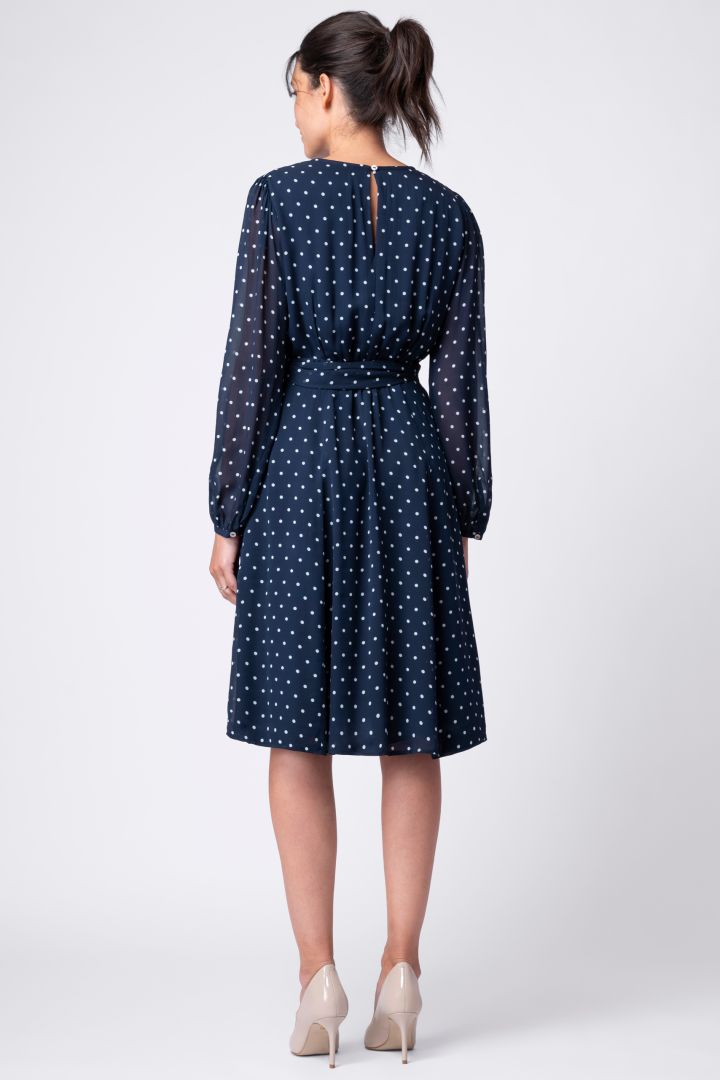 Chiffon Maternity Dress with Dots navy