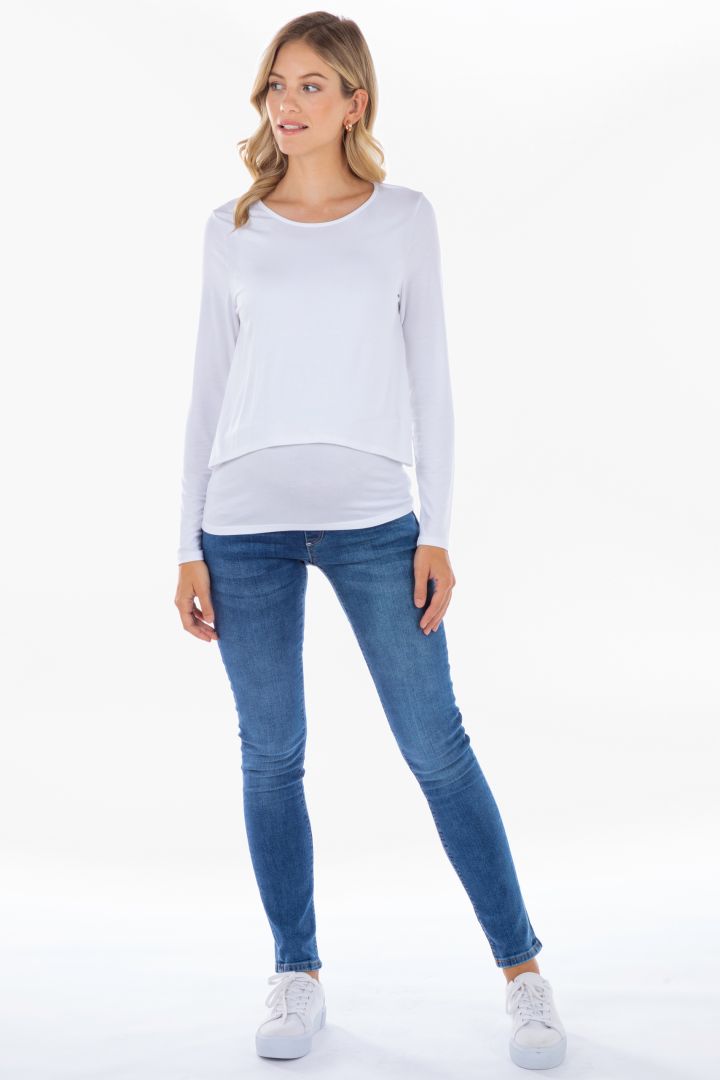 Ecovero Double Layer Maternity- and Nursing Shirt white
