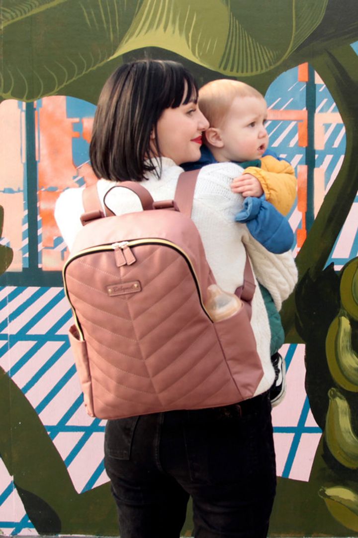 Babymel Wickelrucksack mit Kunstledereinsatz altrosa