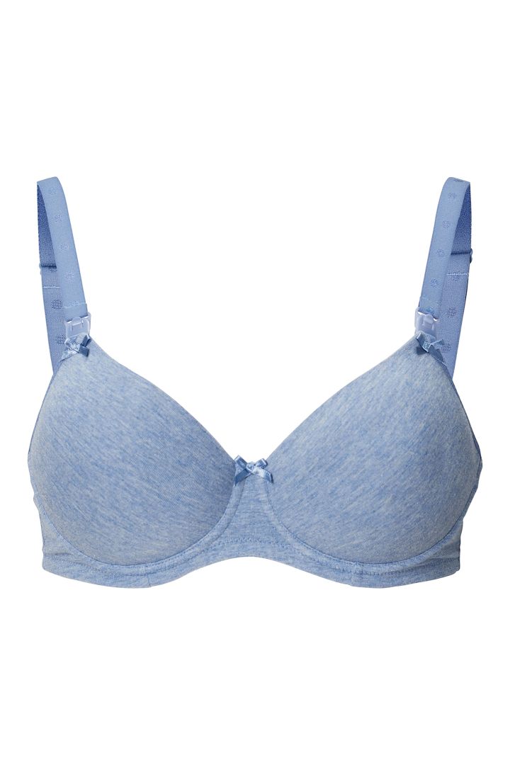 Cotton Nursing Bra with Form Cups and Bow blue