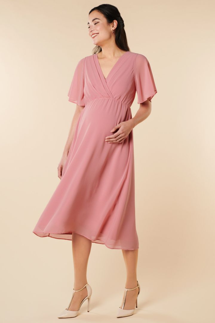 Festliches Umstandskleid mit Flügelärmeln