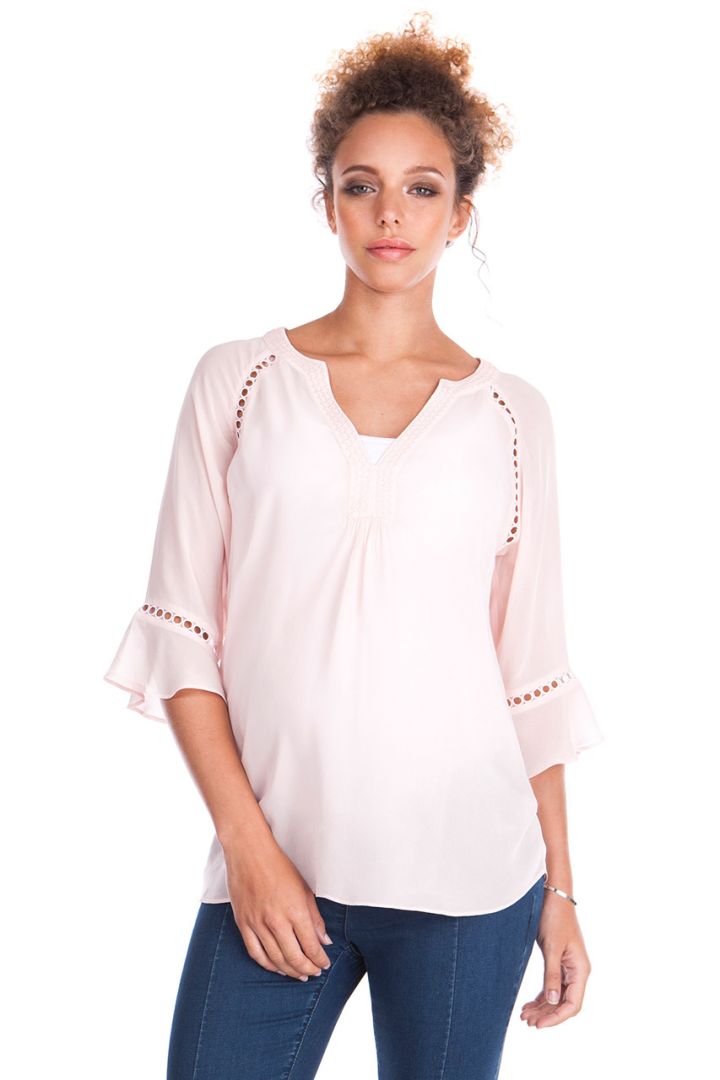Lace Insert Maternity Blouse