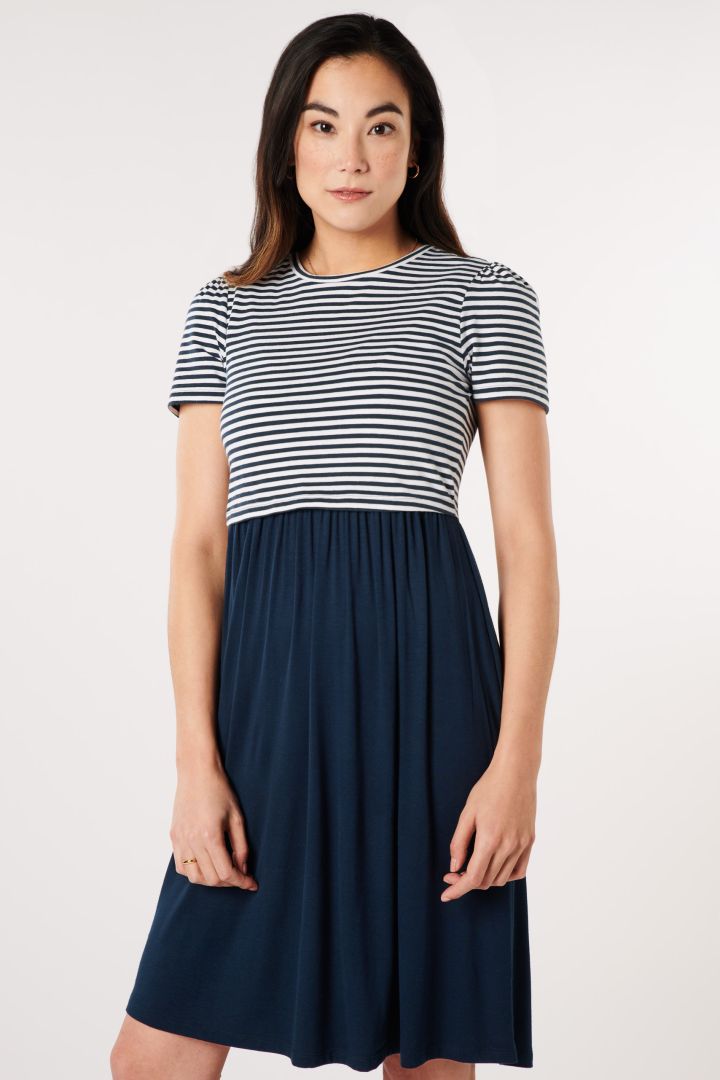 Organic Umstands- und Stillkleid mit Streifentop
