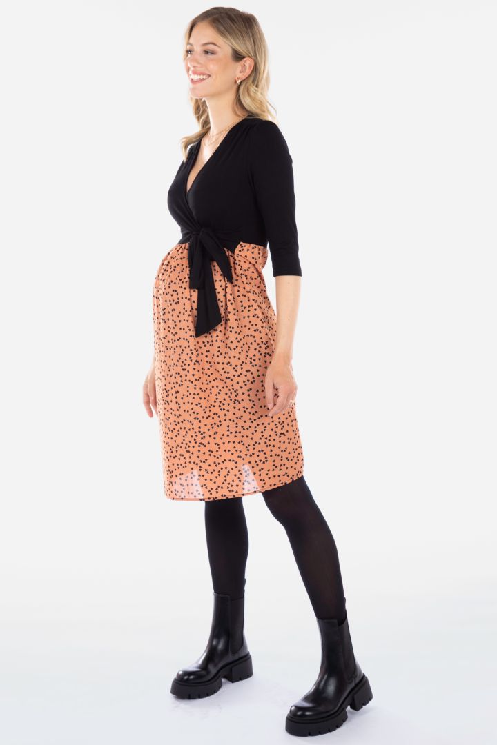 Umstands- und Stillkleid in Wickeloptik mit Herz Print terracotta