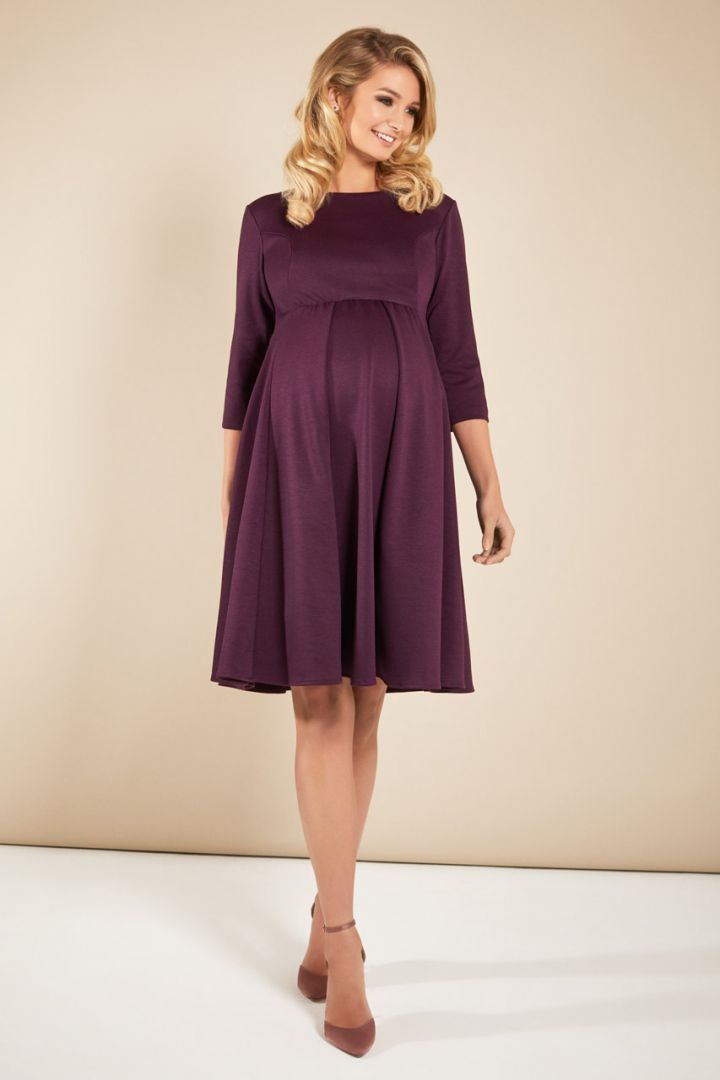 Maternity dress with submarine neckline wine red