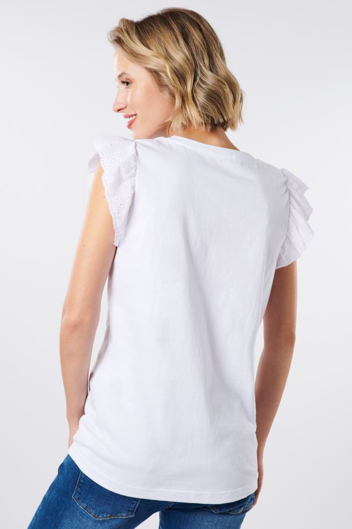Organic Umstandstop mit Spitzenärmeln weiß