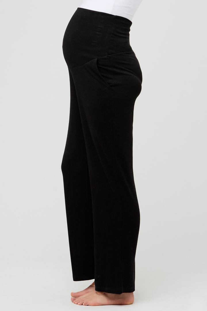 Ripp Lounge und Pyjama Umstandshose schwarz