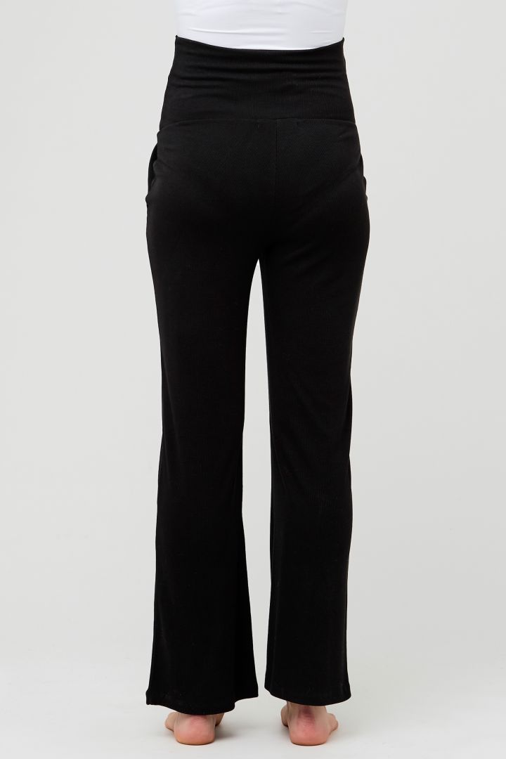 Ripp Lounge und Pyjama Umstandshose schwarz