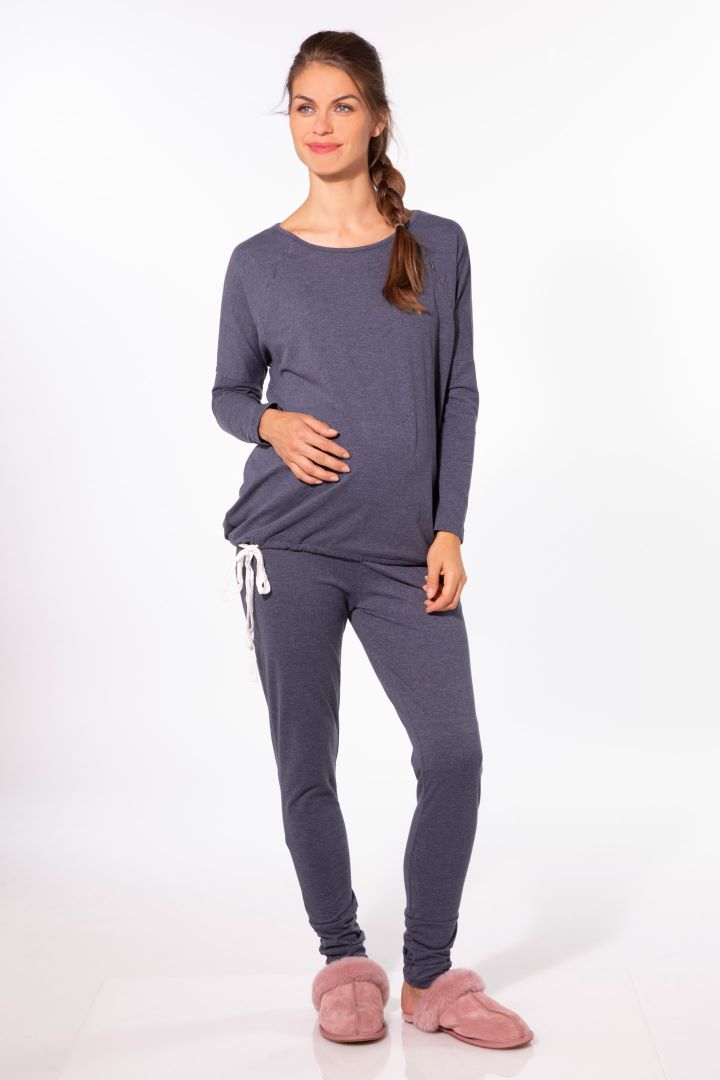 Lounge- und Pyjama Leggings blau melange