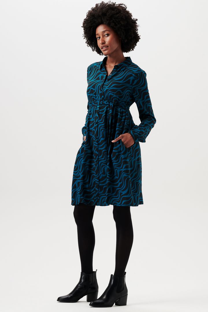 Umstands- und Still-Hemdblusenkleid mit Print