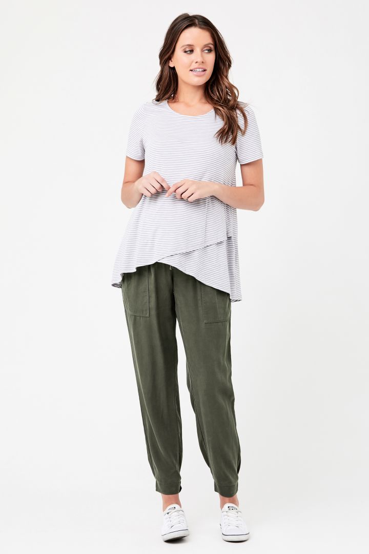 Tencel Umstandshose mit gesmoktem Bund khaki