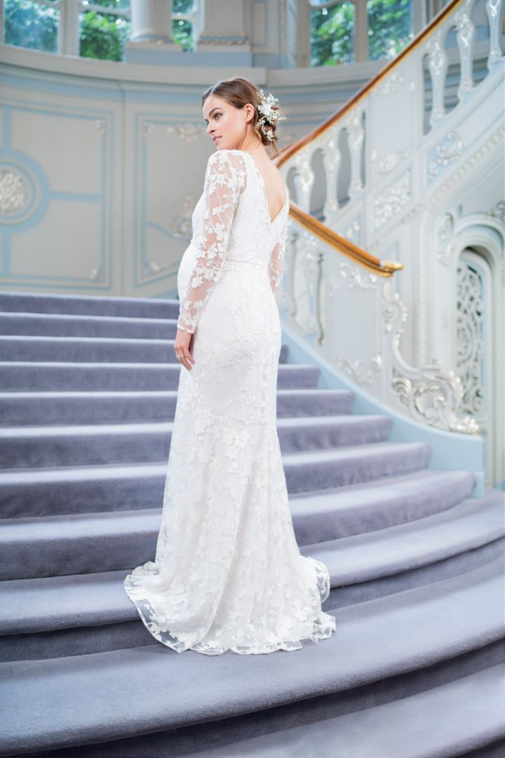 Long Lace Maternity Wedding Dress