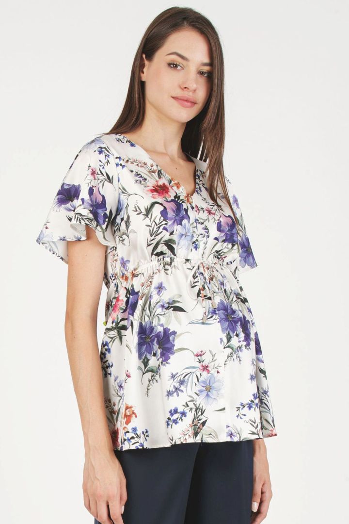 Eco Satin Umstands- und Stillbluse ivory