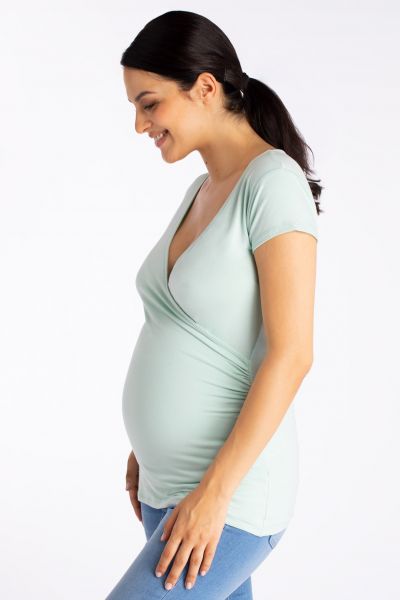 Eco Viskose Cross-Over Umstands- und Stillshirt mint