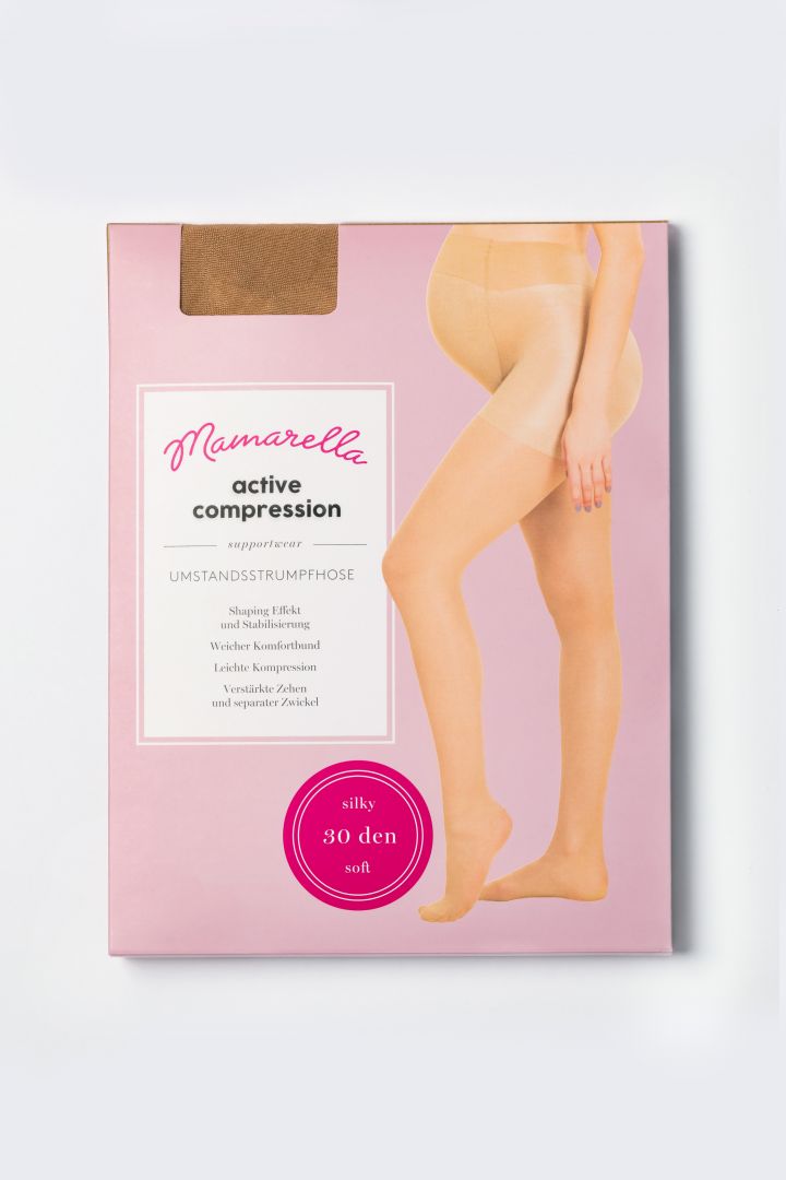 Seamless Umstandsstrumpfhose mit Stützeffekt 30 DEN light almond