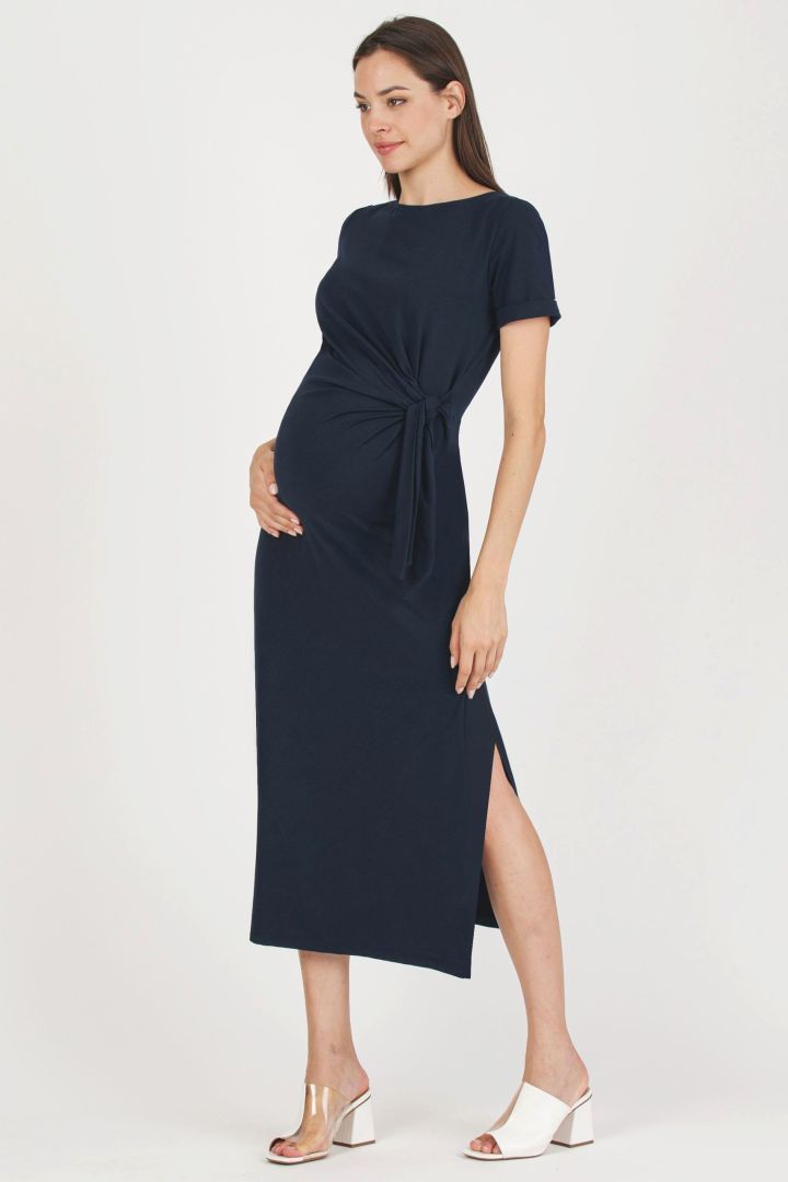 Maternity Dress with Knot Detail blue
