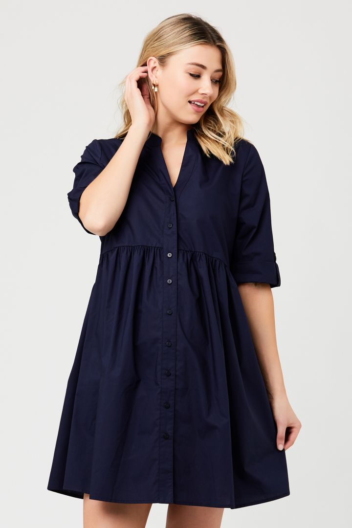 Umstands- und Stillkleid aus Popeline navy