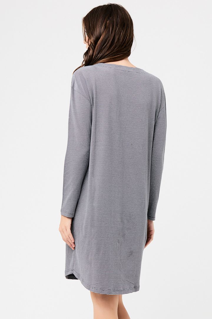 Maternity and nursing nightdress with button strip