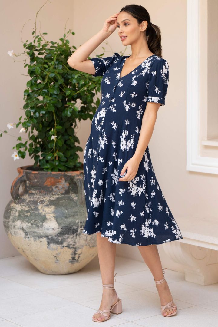 Maternity and Nursing Dress with Floral Print