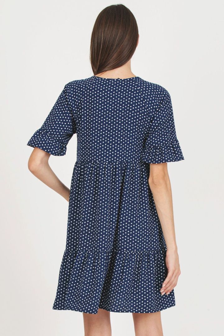 Umstands- und Still-Tunikakleid mit Polka Dots navy