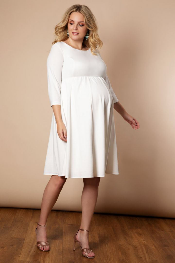 Plus Size Umstandsbrautkleid mit U-Boot Ausschnitt
