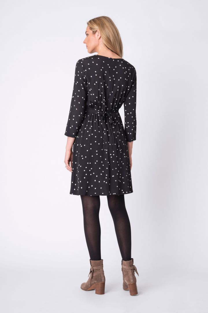 Maternity and Nursing Dress with Dots black/white