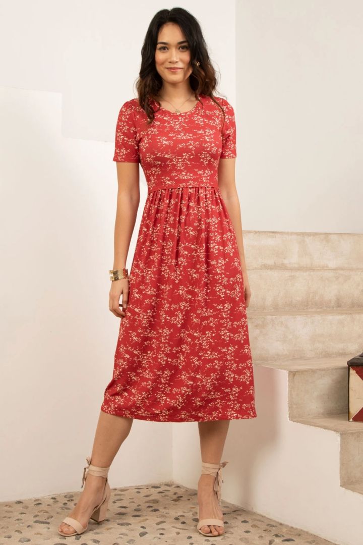 Midi Maternity and Nursing Dress with Print