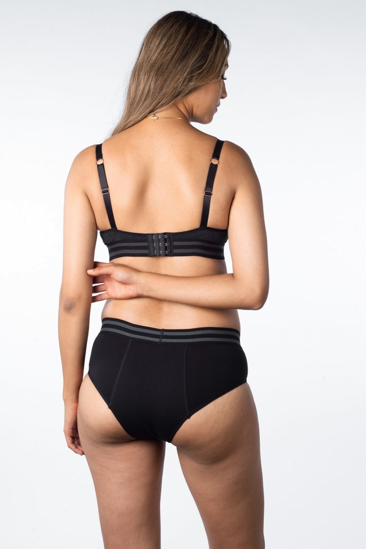 Baumwoll Taillen-Slip mit Auslaufschutz schwarz