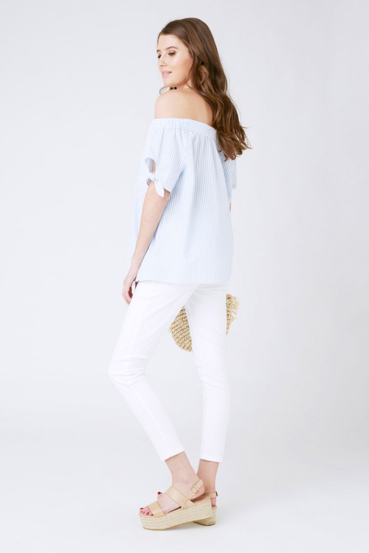 Cold Shoulder Umstandsbluse aus Seersucker