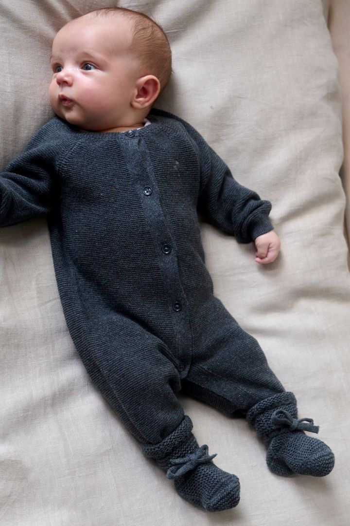 Organic Baby Strickschuhe dunkelgrau