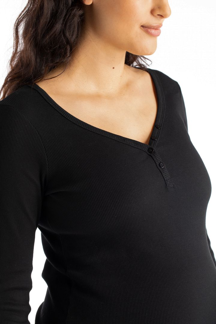 Organic Ribbed Maternity Shirt black