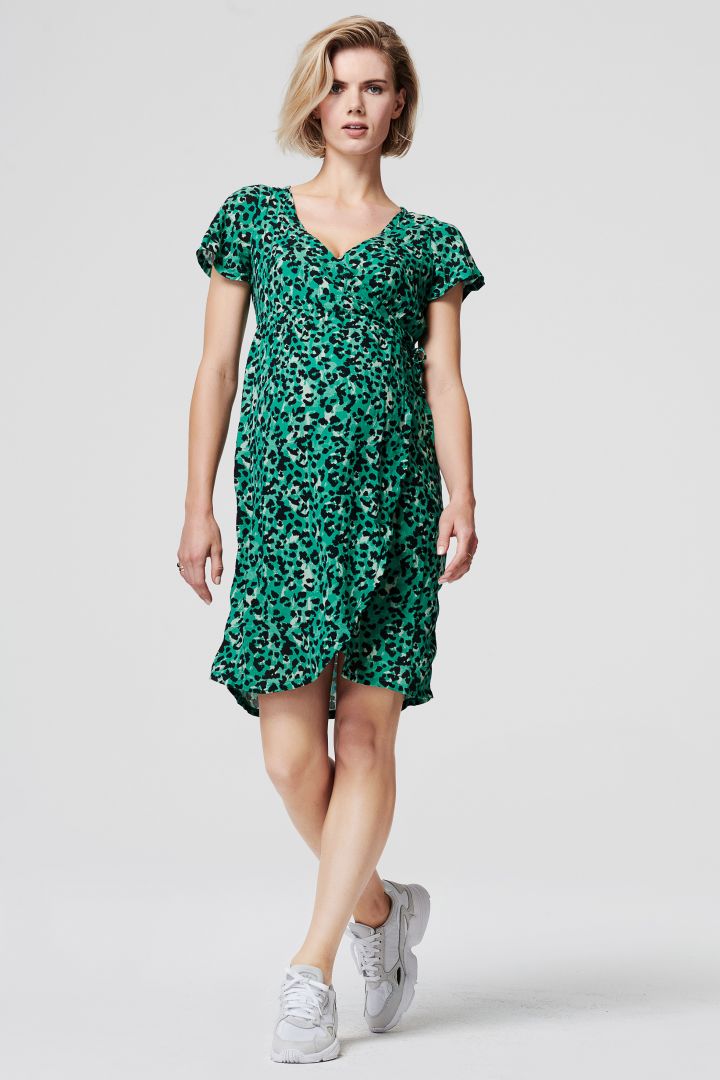 Maternity and Nursing Wrap Dress Leopard